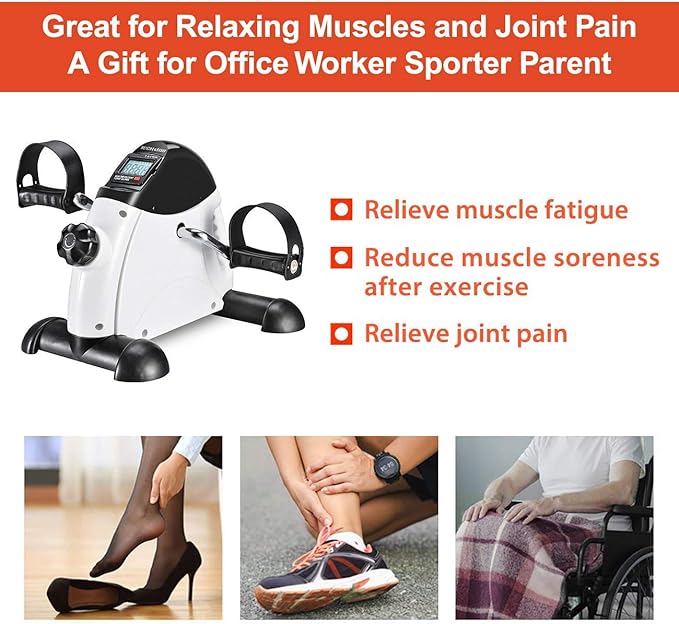 Under Desk Bike Pedal Exerciser Portable Home Exercise Bike Pedal Exerciser Foot Peddler Portable Therapy Bicycle Leg Peddler Portable Mini Cycle Bike for Hands Arm Trainer