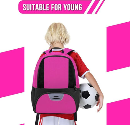 Soccer Bag&Soccer Backpack&Backpack for Football Volleyball Basketball,Sport Equipment Bags with Shoe compartment. (Pink)