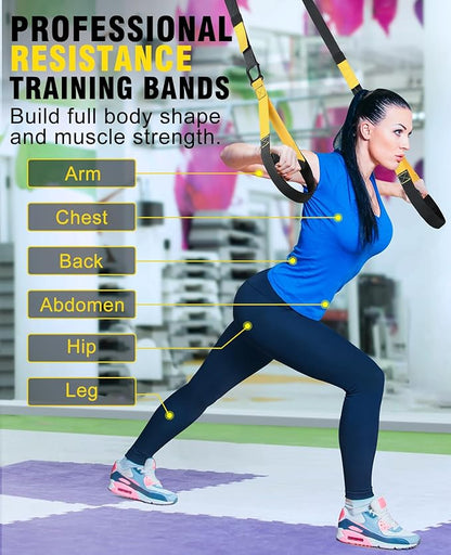 Home Resistance Training Kit, Resistance Trainer Fitness Straps for Full Body Workout, Bodyweight Resistance Bands with Handles, Door Anchor, Heavy Duty Exercise Bands for Home Gym Workout Equipment