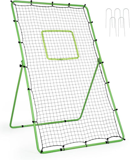 Volleyball Rebounder Net 4x7ft Volleyball Training Equipment Bounce Back Net with 5 Rebound Angles Neon Target and Bungee Cords for Multi Sports Rebounder Training Volleyball Practice Net