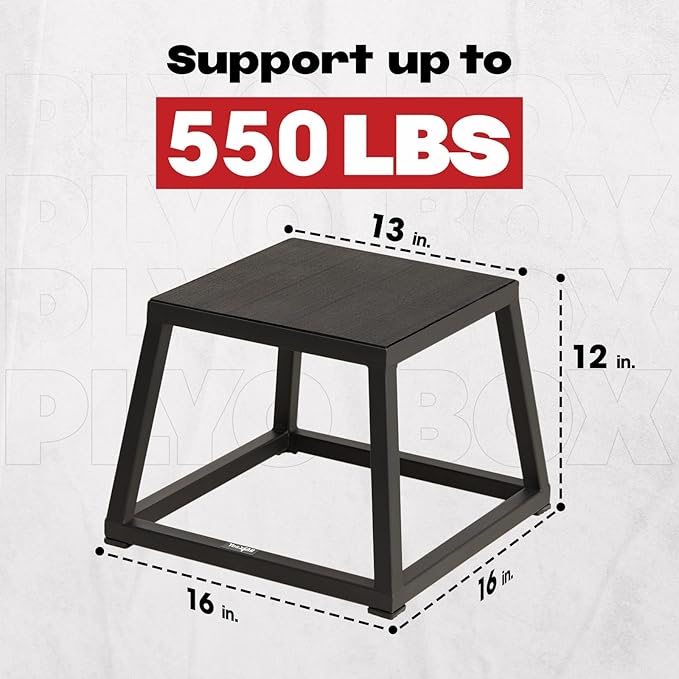 Yes4All Metal Plyometric Box with 550lbs Capacity, Pre-Assembled, Plyo Box Jump Platforms, Step Up Box for Workout Home Gym