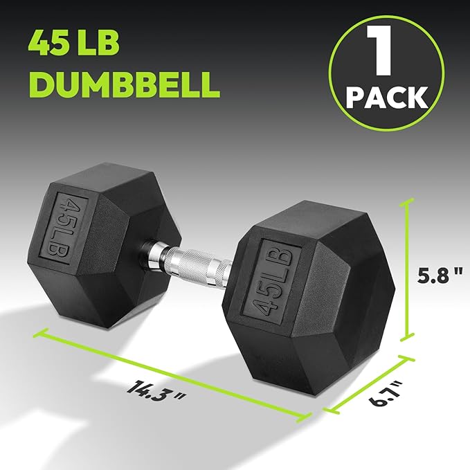 Hex Dumbbell Set, 3-100 lb Rubber Encased Exercise & Fitness Dumbbells, Weights Dumbbells Set of 2, Hand Weight for Strength Training (Single, Pair, Set)