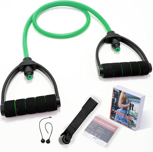 Resistance Exercise Band with Handles, Exercise Bands with Handles, Workout Bands Resistance for Men or Women, Arm Bands for Workout-Door Anchor and Starter Guide Included