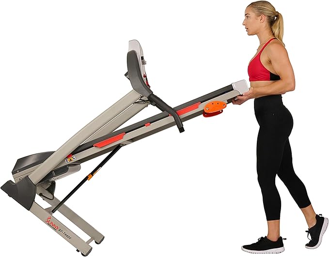 Sunny Health & Fitness Premium Folding Incline Treadmill with Pulse Sensors, One-Touch Speed Buttons, Shock Absorption, Optional Bluetooth with Exclusive SunnyFit App