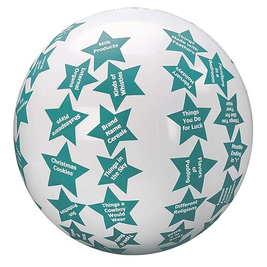 S&S Worldwide Toss 'n Talk-About Ball II. Beach Ball Style Ball, 24" Flat Diameter. Simple Tool to Encourage Social Interaction Mild Physical Activity for Seniors to Teens. Includes Activity Guide.