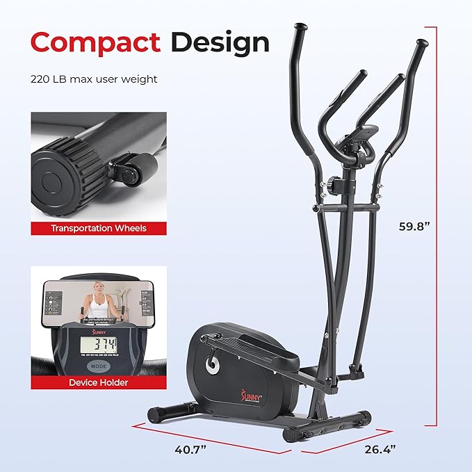 Sunny Health & Fitness Legacy Stepping Elliptical Machine, Total Body Cross Trainer, Low Impact Exercise Equipment with Optional SunnyFit App Enhanced Connectivity