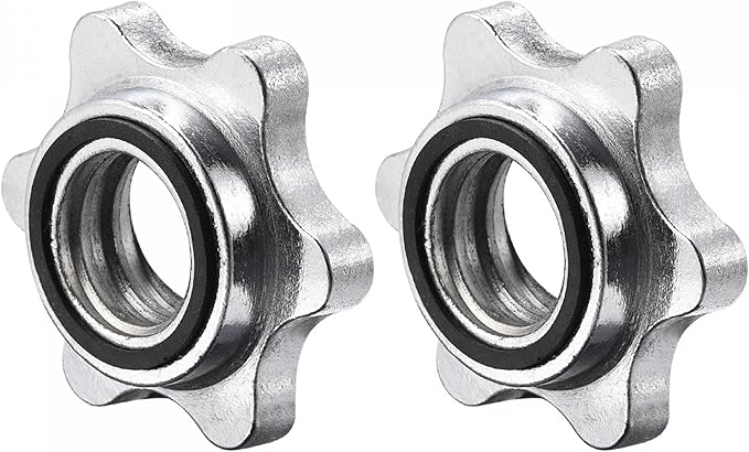 uxcell Dumbbell Hex Nut, 2Pcs M28 Anti-Slip Lock Collar Screw for Barbell Dumbbell Weight Lifting Silver