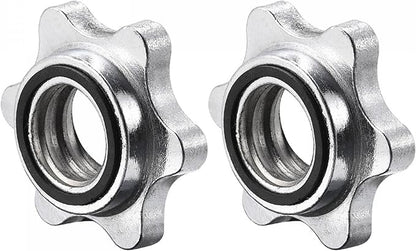 uxcell Dumbbell Hex Nut, 2Pcs M28 Anti-Slip Lock Collar Screw for Barbell Dumbbell Weight Lifting Silver