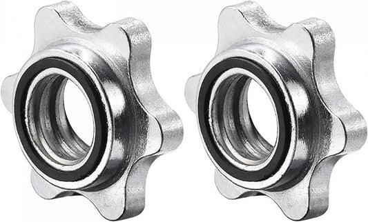 uxcell Dumbbell Hex Nut, 2Pcs M28 Anti-Slip Lock Collar Screw for Barbell Dumbbell Weight Lifting Silver