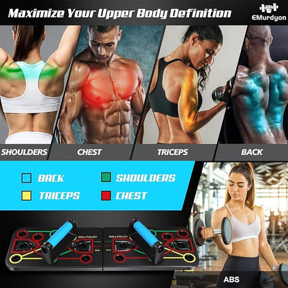 Portable Home Gym System For Men and Women: Push Up Board, Multi-Functional 15 in 1 Foldable Push Up Bar, Push up Handles for Floor, Professional Strength Training