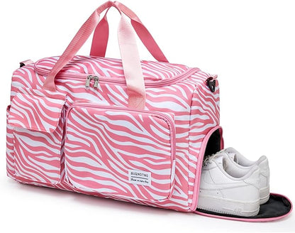 Small Gym Bag for Women, Travel Duffle Bag Carry On Weekender Bag with Shoe Compartment