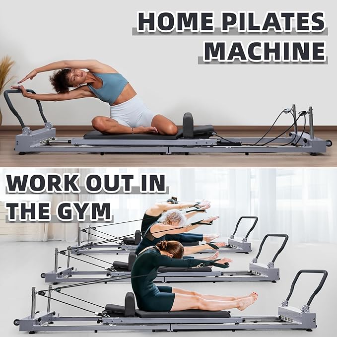 Pilates Reformer Machine Rubber Pilates Bed Exercise Strength 330 lbs