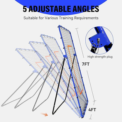 Volleyball Rebounder Net, Adjustable Volleyball Training Equipment Bounce Back Net with Sturdy Sandbags & Metal Stakes - 7x4 Ft