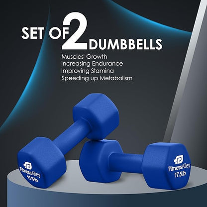 Neoprene Coated Workout Dumbbells set of 2 – Anti Roll, Non Slip with Smooth Grip Fitness & Exercise Dumbbells – Hexagon Shaped Hand Weights for Women & Men – Best Choice for Gyms & home use