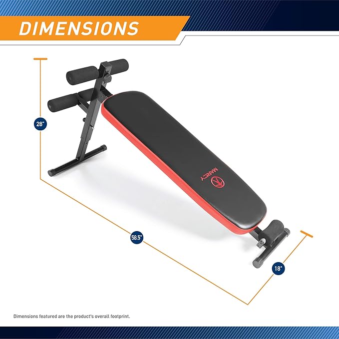 Marcy Utility Slant Board w/ Headrest – Folding Design with Adjustable Positions SB-4606 , Black/red , 29.00 x 18.00 x 59.00 inches