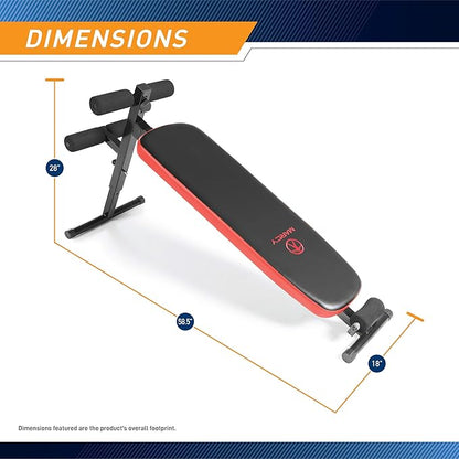 Marcy Utility Slant Board w/ Headrest – Folding Design with Adjustable Positions SB-4606 , Black/red , 29.00 x 18.00 x 59.00 inches