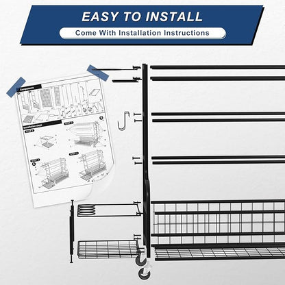 Dumbbell Rack with Weights, Yoga Mat Storage Racks, Home Gym Storage Rack for Yoga Mat Kettlebells and Strength Training Equipment, Weight Storage Holder Rack for Dumbbells with Hooks and