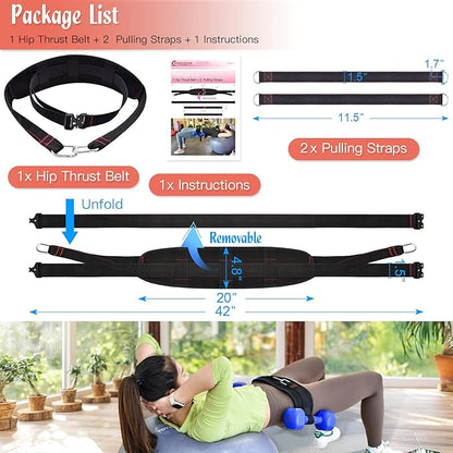 Hip Thrust Belt, Easy to Use with Dumbbells, Heavy, Kettlebells, Booty Belt for Hip Thrust, Slip-Resistant Padding for the Gym and Home Workouts