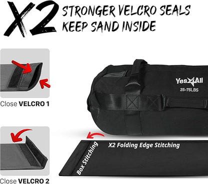 Yes4All Sandbags for Working Out, Adjustable Sand Bags for Weight Training with Handles, Multiple Colors & Sizes 5-200lbs