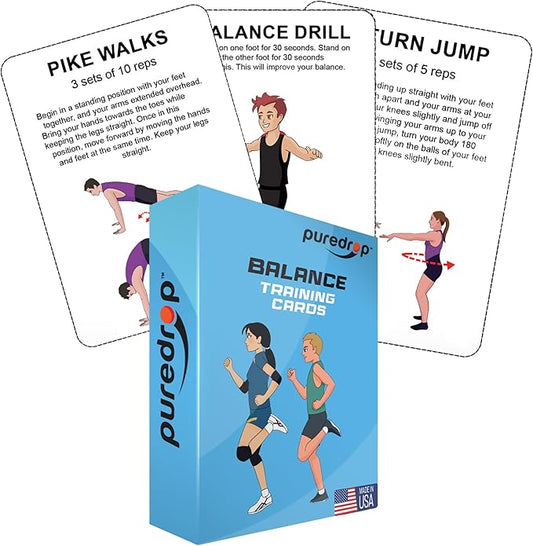 Balance Training Aid Cards: Great Training Drills for Better Stability and Movement. Core Strength Equilibrium Exercise Fitness Deck for Full-Body Exercises Balance Core Fitness