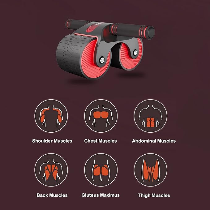 AB Wheel Roller with Automatic Rebound Assistance and Resistance Springs Perfect Home Gym Equipment for Men Women Abdominal Exercise Abdominal Fitness