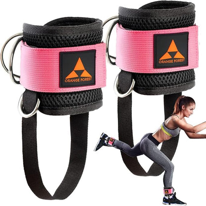 Ankle Strap for Cable Machine (Pair) Adjustable Comfort 4 D-Rings,