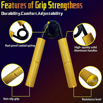 Metal Grip Strength Trainer Set, No Slip Heavy-Duty Wrist Forearm Strengthener,Hand Grip Strengthener Exerciser for Hand Arm Forearm Wrist Finger, Workout equipment for Strength Training Exercise 50-300LB (6 Pack)