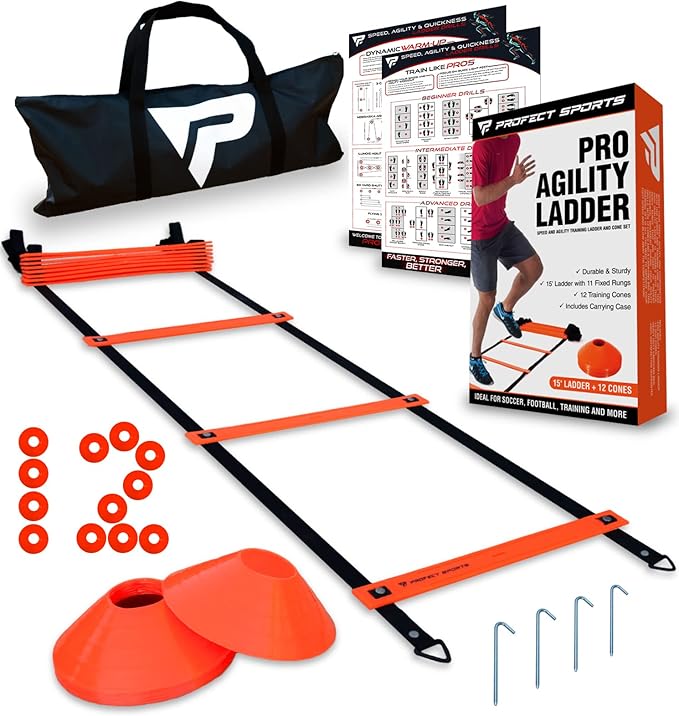 Pro Agility Ladder and Cones - Speed and 15 ft 12 Cones