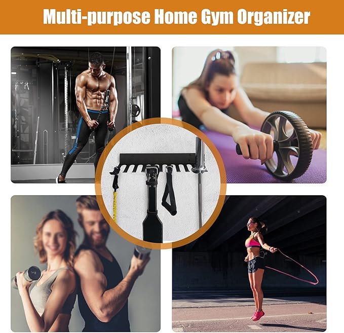 Multi-Purpose Storage Rack Resistance Bands Rack Gym Storage Rack Fitness Bands Rack Heavy Duty Rack for Resistance Bands, Straps, Jump Ropes, Foam Rollers, Chains, Weight Belts, Tools