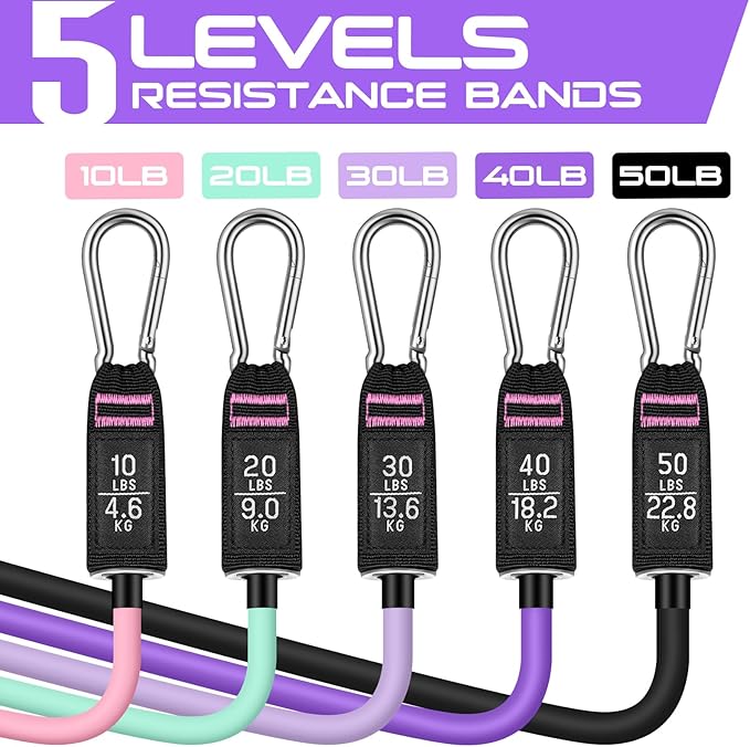 RENRANRING Resistance Bands for Working Out, 150LBS Exercise Bands, Workout Bands, Resistance Bands Set with Handles for Men Women, Legs Ankle Straps for Muscle Training