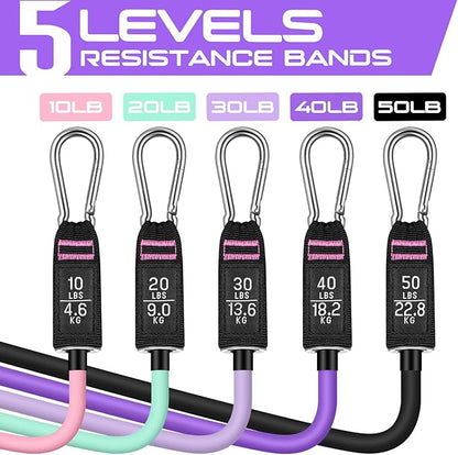 RENRANRING Resistance Bands for Working Out, 150LBS Exercise Bands, Workout Bands, Resistance Bands Set with Handles for Men Women, Legs Ankle Straps for Muscle Training