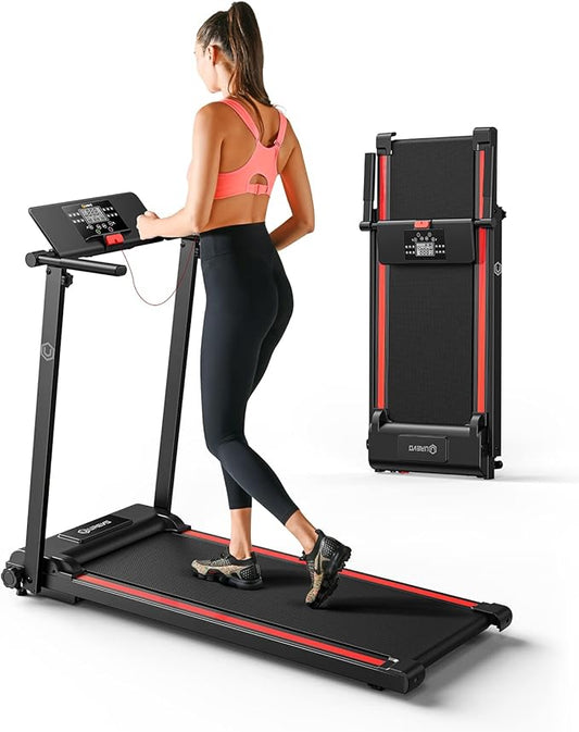 UREVO Folding Treadmill, 2.25HP Treadmills for Home with 12 HIIT Modes, Compact Mini Treadmill for Home Office, Space Saving Small Treadmill with Large Running Area, LCD Display, Easy to Fold