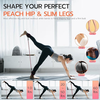 Ankle Resistance Bands with Cuffs, Women Workout for Home Gym, Glutes Exercise at Home, Ankle Strap for Cable Machines Women, Shaping The Perfect Butt.