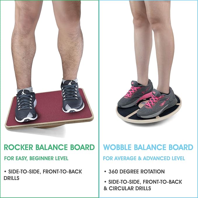 Yes4All Professional Rocker Balance Board for Physical Therapy | 17.5” Wooden Rocker Board for Balance & Rehabilitation Exercises