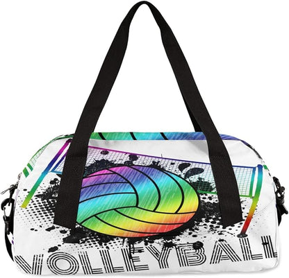 Volleyball Sport Ball Gym Bag for Women Men, Small Travel Duffel Bag for Sports Getaway Overnight Bag Lightweight Weekender Bags Workout Bag Dance Bag for Boys Girls Kids Teens…