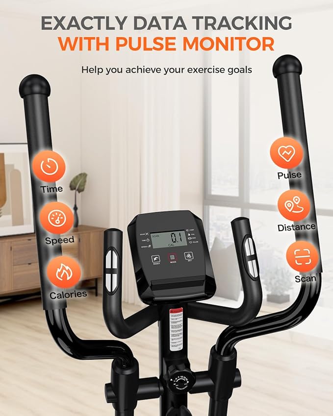 pooboo Elliptical Machine 16-Level Resistance&Hyper-Quiet Monitor&15.5IN Stride, 400LBS Weight