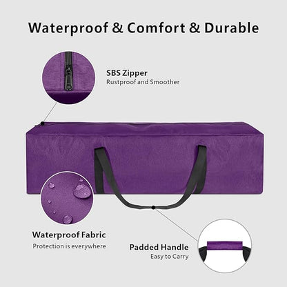 TOPDesign 3-Pack 46 Inch Extra Large Zippered Duffel Bag for Travel Camping Sports Equipment Storage, Waterproof Foldable Luggage Bag with Padded Handles (Purple)