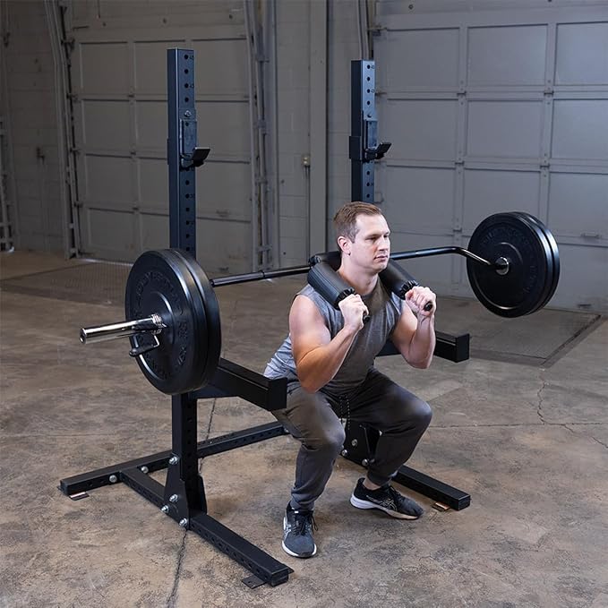 Body-Solid Safety Squat Bar - Specialty Barbell for Quad and Posterior Chain Training, with Comfortable Handgrips and Built-in Padding, 1000 lb. Weight Capacity, Compatible with 2" Olympic Plates