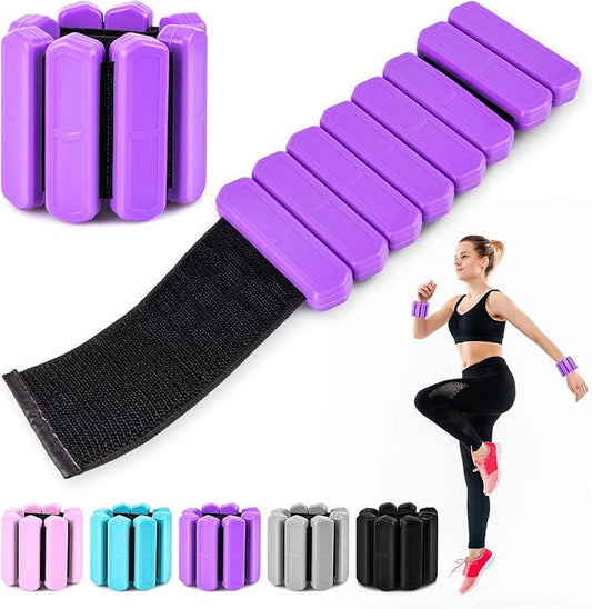 Wrist & Ankle Weights for Women Men, Adjustable Wrist Weighted Bracelet for Home Gym Workout, Walking, Running, Travel, Pilate, Yoga, Exercise,Strength Training. Set of 2 (1Lb Each)