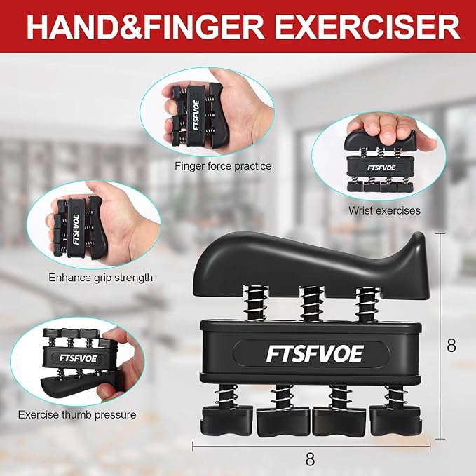 Grip Strength Trainer Kit (5 Pack) with Hand Grip Strengthener, Hand Extension Exerciser, Finger Stretcher, Stress Relief Ball and Forearm Workout Ring for Muscle Building and Injury Recover