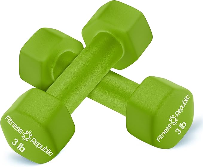 Neoprene Dumbbell Set of 2, Non-Slip, Hex Shape, Free Weights Set for Muscle Toning, Strength Building, Weight Loss - Portable Weights for Home Gym Hand Weight