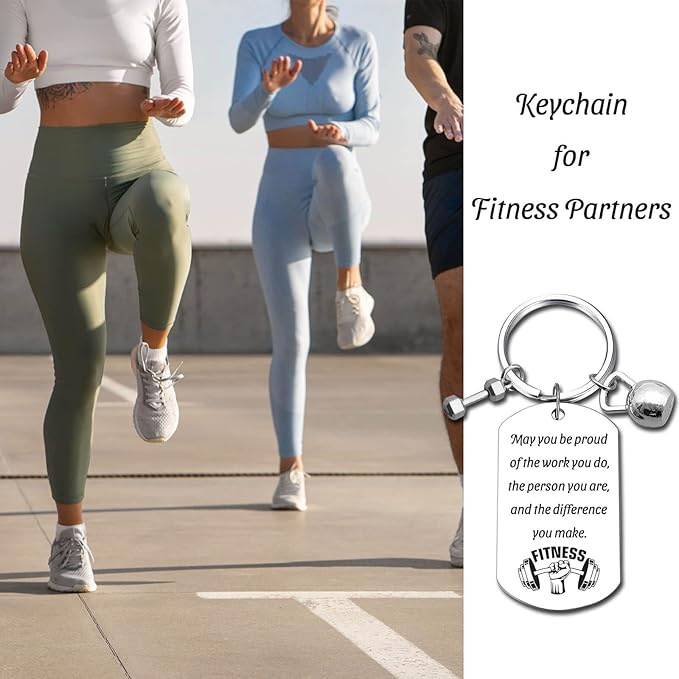 Fitness Keychain Featuring Dumbbell and Kettlebell with Uplifting