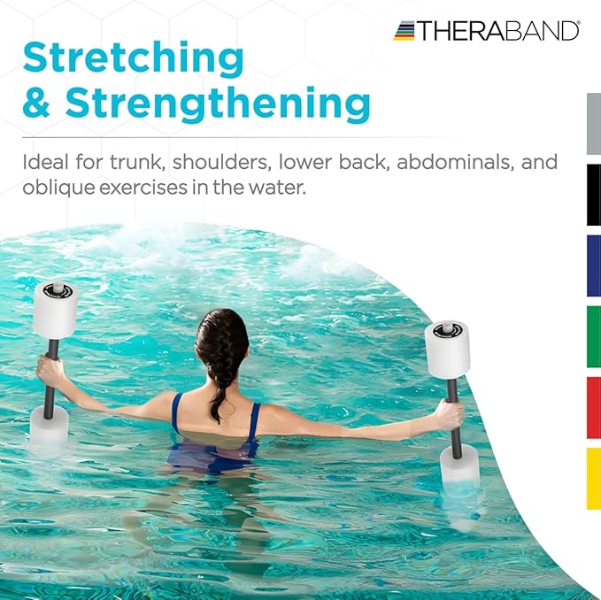 THERABAND Swim Bar with Padded Grip for Buoyancy-Based Swim Training and Swim Lessons, Aquatic Fitness Equipment, Aqua Training Barbell, Water Aerobics Equipment, Swimming Aid for Children to Seniors