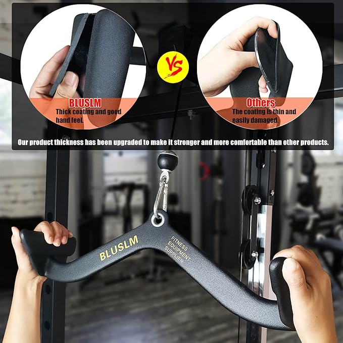 LAT Pull Down Bar for Cable Machine, LAT Pulldown Attachments T Bar V Bar Cable Attachment, Back Tricep Bar Strength Training Handle