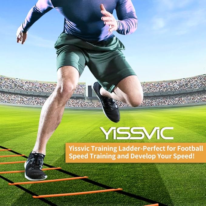 YISSVIC Agility Ladder and Cones 20 Feet 12 Equipment,1 Carry 10 Cones, 4 Stakes,