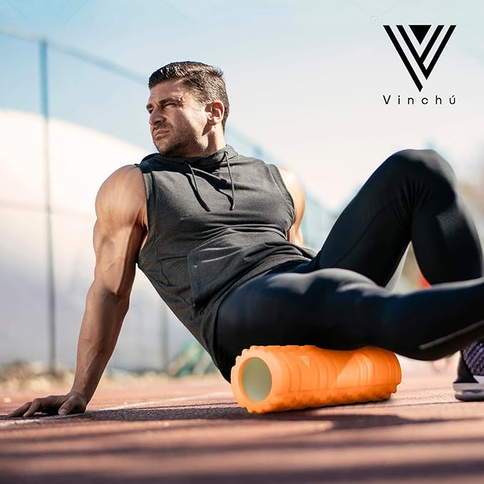 The Vinchu Foam Roller - Deep Tissue Massage Muscle Roller and Stretching Equipment for Sustainable Strength and Myofascial Trigger Point Release (Orange, L)