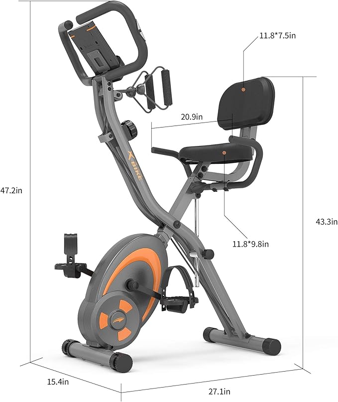 leikefitness Folding Stationary Bike Recumbent Exercise Bike w/Arm Resistance Bands-Pulse Sensor-LCD Monitor and Easy to Assemble Indoor Cycling Bike 2280