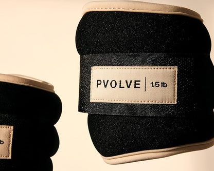 Pvolve 1.5lb Ankle Weights for Home Workouts - Black with Bone Accents- Strength Training to Sculpt and Tone Your Body, Legs and Core - Home Fitness Equipment for a Quick Exercise