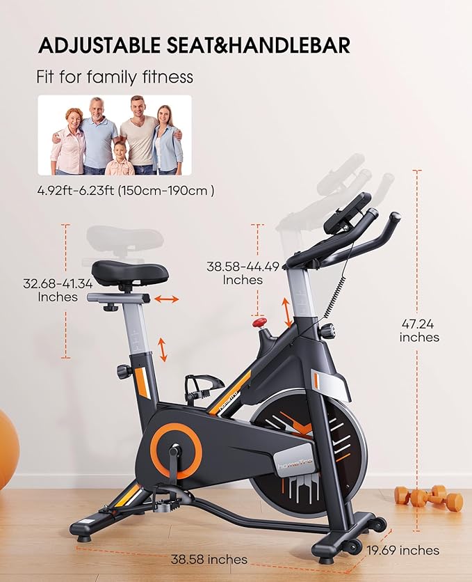 HT1 magnetic resistance exercise bike for home - multi-level resistance adjustment, comfortable seat design, suitable for efficient fitness training for all ages