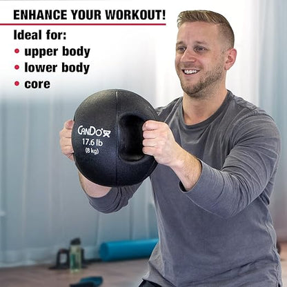 CanDo Molded Dual-Handle Medicine Ball for Strength Training, Core Workouts, Warmups, Cardio, and Plyometrics with Handles for Home and Clinic Use